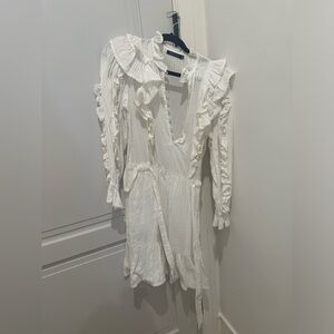 Magali Pascal Ruffled White Midi Dress